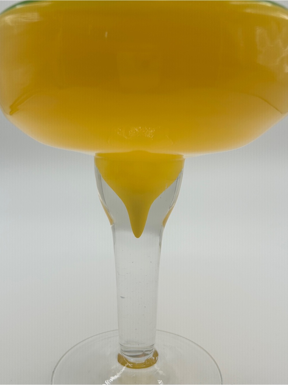 Handblown Yellow Glass Margarita Coupe with Green Rim - Picture 3 of 6